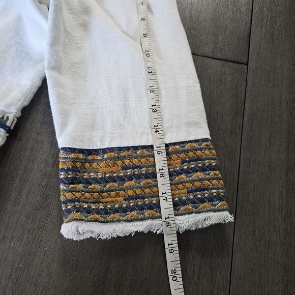 CHICOS Heavyweight Linen Western Embroidered Mid Length Cardigan Jacket Size 2 - Picture 6 of 11